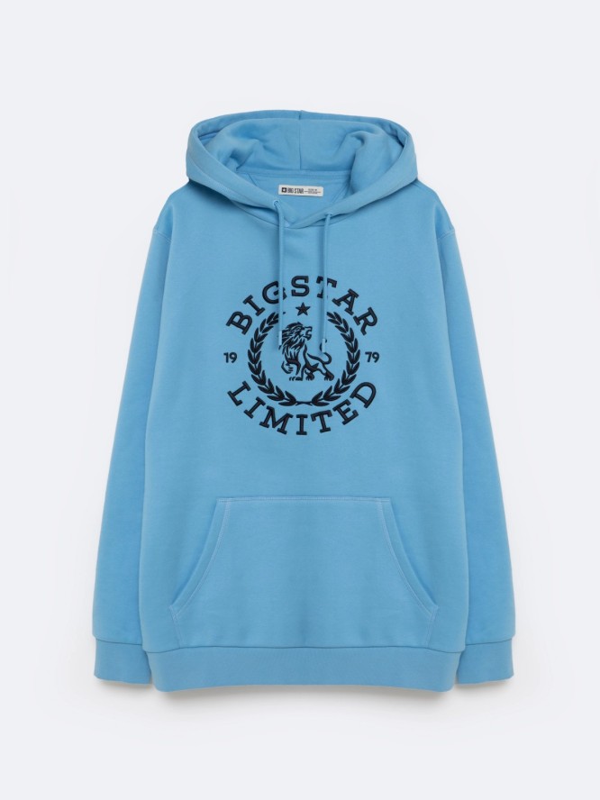 Bluza męska z kapturem niebieska Hanes 401