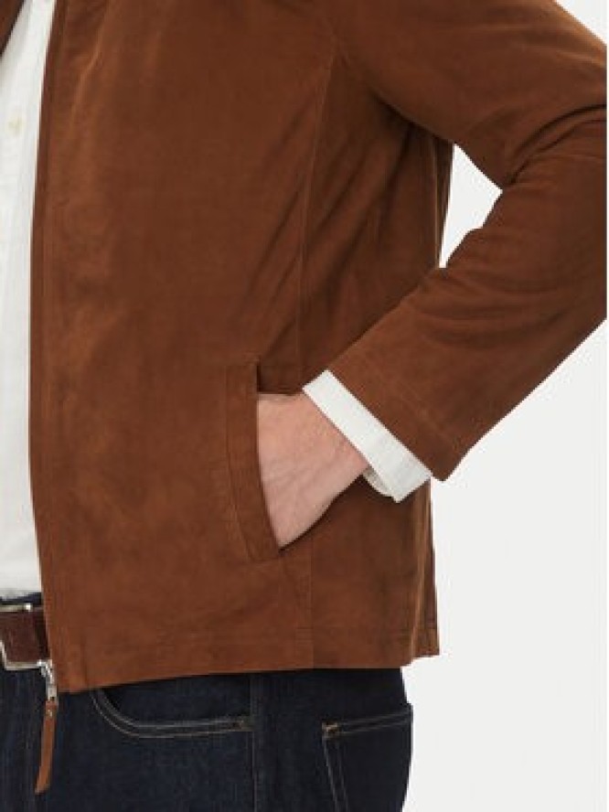 Serge Pariente Kurtka skórzana Sylvino Vs Brązowy Slim Fit