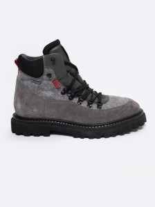 Trapery męskie ze skóry naturalnej szare OO174173 902