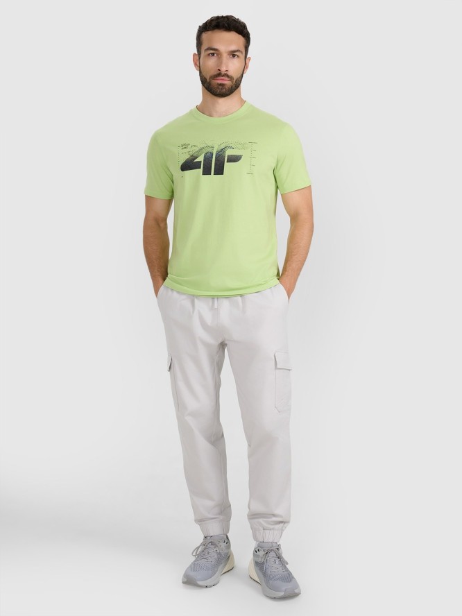 4F T-shirt regular z nadrukiem męski - zielony M