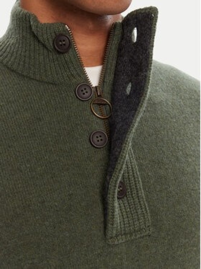 Barbour Sweter Patch Half Zip MKN0585OL51 Zielony Regular Fit