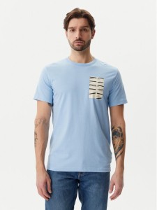 Calvin Klein Jeans T-Shirt Serif Box Graphic J30J327474 Błękitny Regular Fit