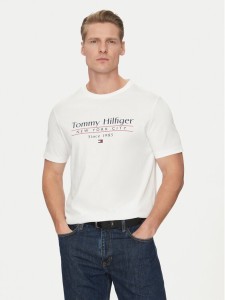 Tommy Hilfiger T-Shirt Center Stack MW0MW38621 Biały Regular Fit