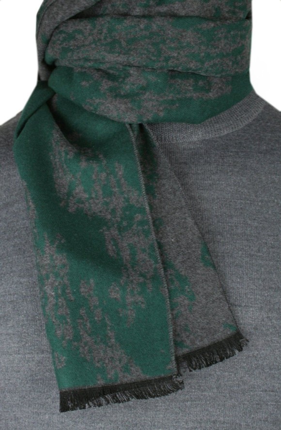 Męski Szalik z Wiskozy - Alties - Zieleń z Popielem