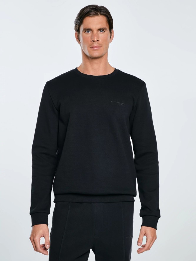 Bluza męska ze splotem pique czarna Wiler 906