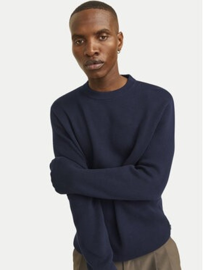 Jack & Jones Sweter Merino 12216817 Granatowy Regular Fit