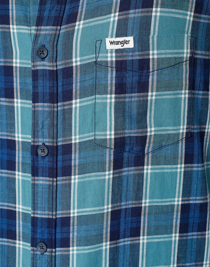 WRANGLER LS 1 PKT SHIRT MĘSKA KOSZULA W KRATĘ KRATA HYDRO INDYGO 112350492 W5A9017326