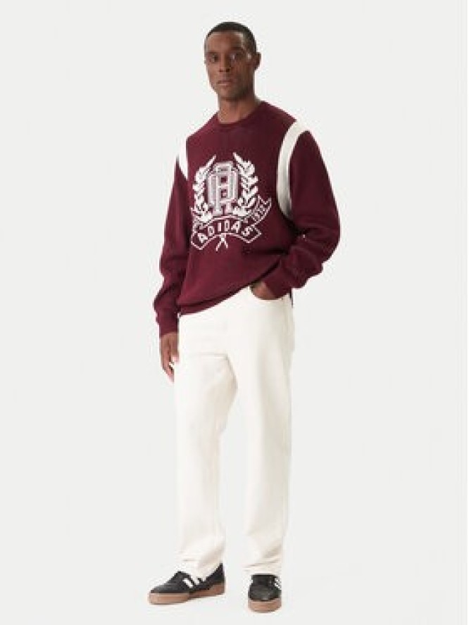 adidas Sweter JX8215 Bordowy Regular Fit