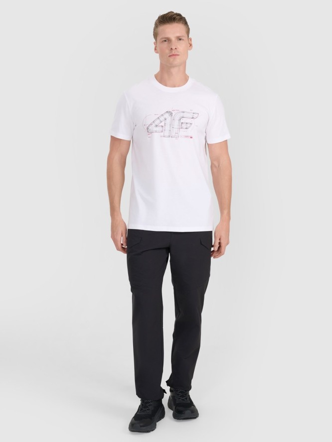 4F T-shirt regular z nadrukiem męski - biały XL
