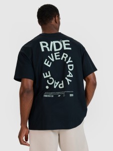 4F T-shirt oversize z nadrukiem męski - czarny XL