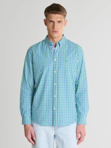 Koszula męska w drobną kratę zielona Mowerin 301