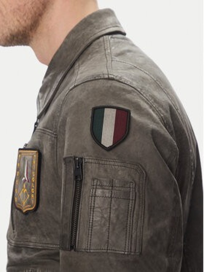Aeronautica Militare Kurtka skórzana 251PN5047PL00300 Szary Regular Fit