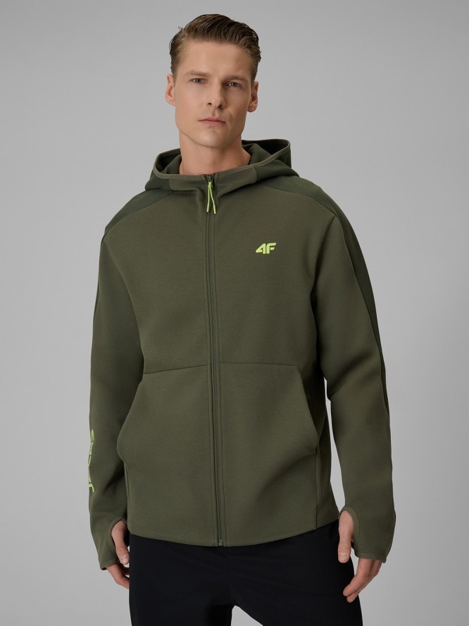 4F Bluza dresowa regular z kapturem męska - khaki L