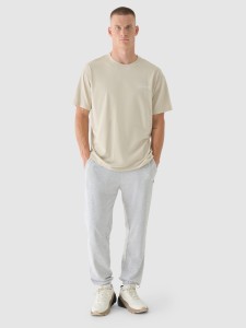 4F T-shirt oversize z nadrukiem męski - beżowy M