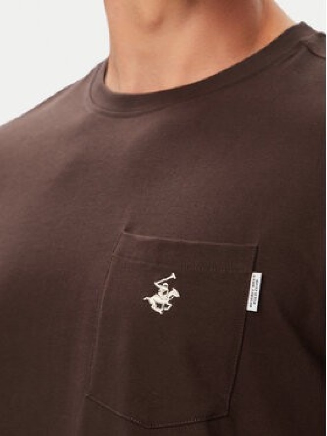 Beverly Hills Polo Club T-Shirt P-SS26M-TS414000 Brązowy Regular Fit