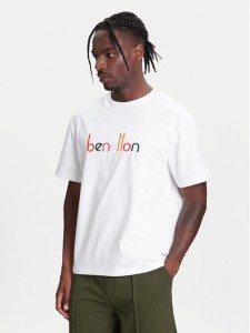 United Colors Of Benetton T-Shirt 3MI6U109O Biały Oversize