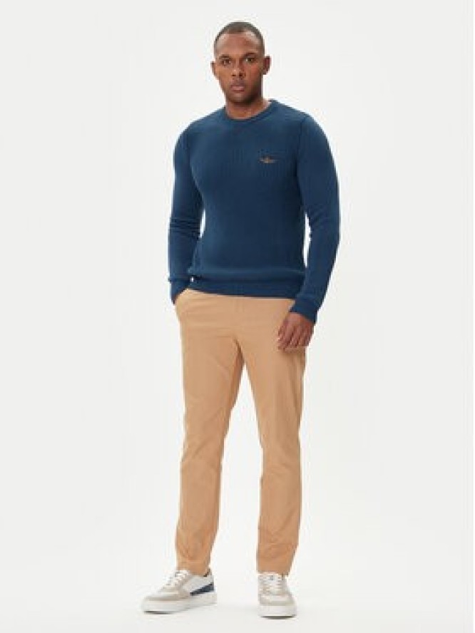 Aeronautica Militare Sweter 252MA1571UL00409 Niebieski Slim Fit