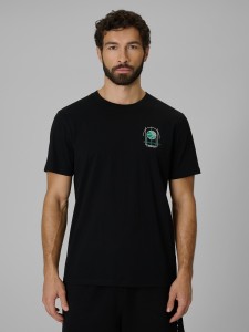 4F T-shirt regular z nadrukiem męski - czarny S