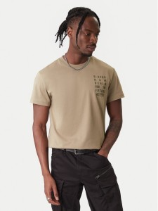 G-Star Raw T-Shirt Text Chest D25968-C506 6057 Zielony Regular Fit