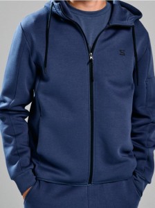 Rozpinana bluza z kapturem - niebieski