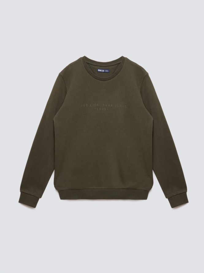 Bluza męska ze splotem pique khaki Wiron 303