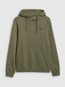 4F Bluza dresowa nierozpinana z kapturem męska - khaki S