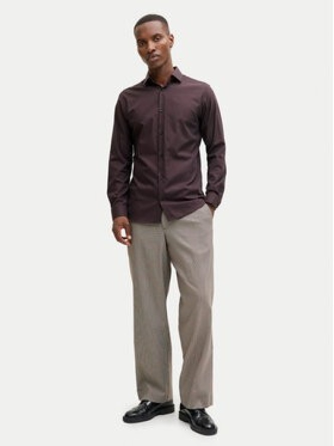 Jack & Jones Koszula Parker 12227385 Bordowy Slim Fit