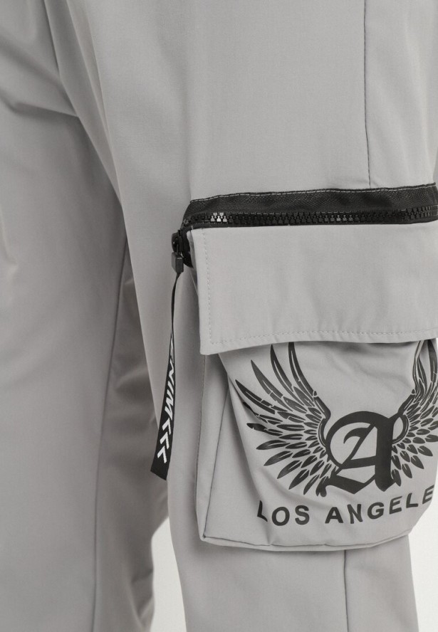 Szare Spodnie Dresowe w Stylu Cargo Efalitha