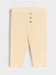 Legginsy z prążkowanej dzianiny - kremowy