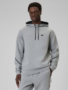 4F Bluza dresowa regular z kapturem męska - szara S