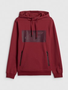 4F Bluza dresowa regular z kapturem męska - czerwona XL