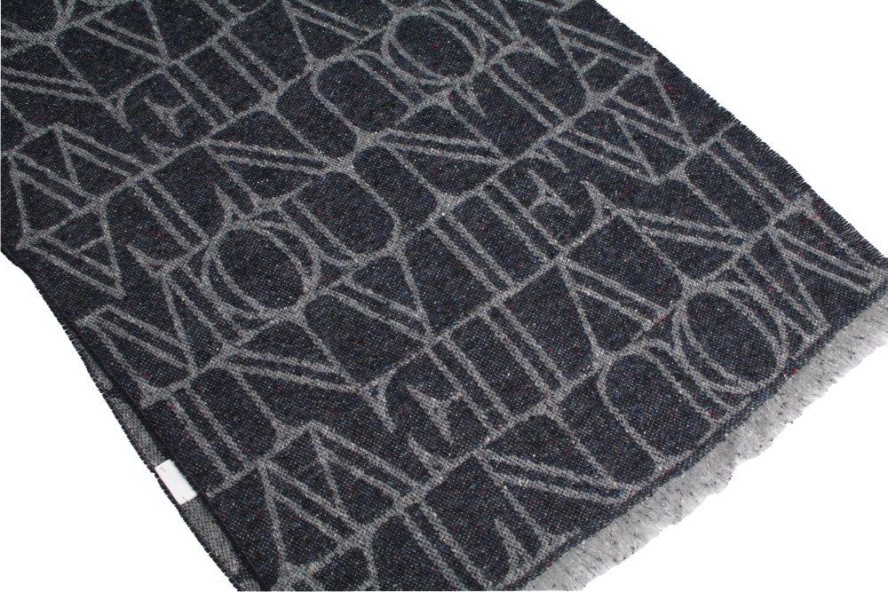 Szalik Granatowy, Wzór Geometryczny, Wełna z Kaszmirem, Ciepły, Męski -V. Fraas