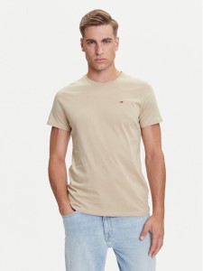 Tommy Jeans T-Shirt DM0DM04411 Beżowy Slim Fit