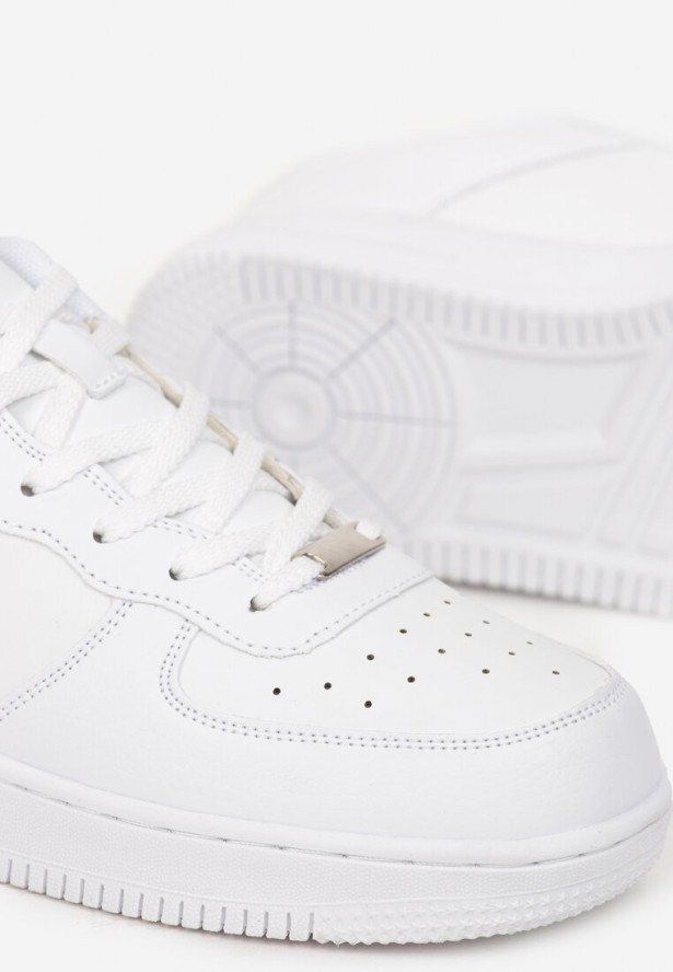 Białe Sznurowane Buty Sportowe z Cholewką przed Kostkę Anory