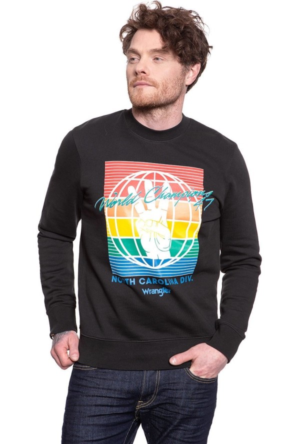 BLUZA WRANGLER GLOBE SWEAT FADED BLACK W6C5HXXV6 112130708