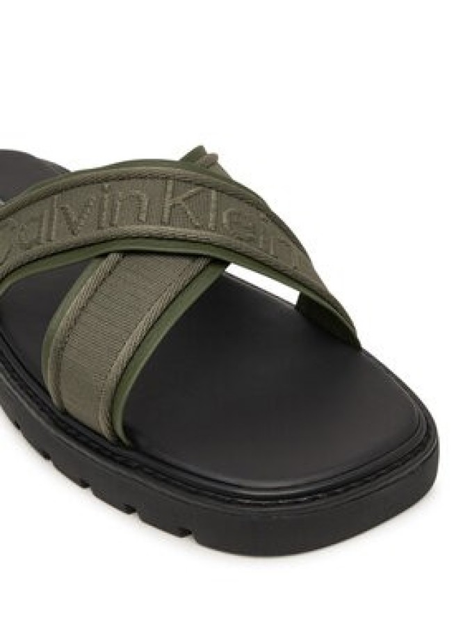 Calvin Klein Klapki Sq Molded Sandal Xcross Wb HM0HM02101 Zielony