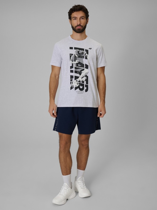 4F T-shirt regular z nadrukiem męski - szary XL