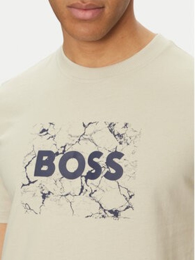 BOSS T-Shirt Logo Space 50539186 Beżowy Regular Fit