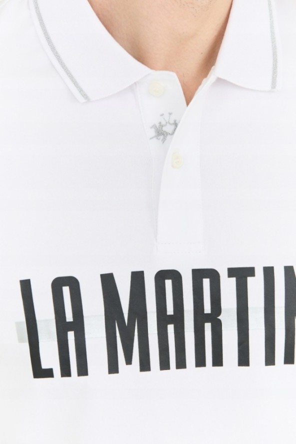 LA MARTINA Męska biała koszulka polo Regular Fit, Rozmiar XL