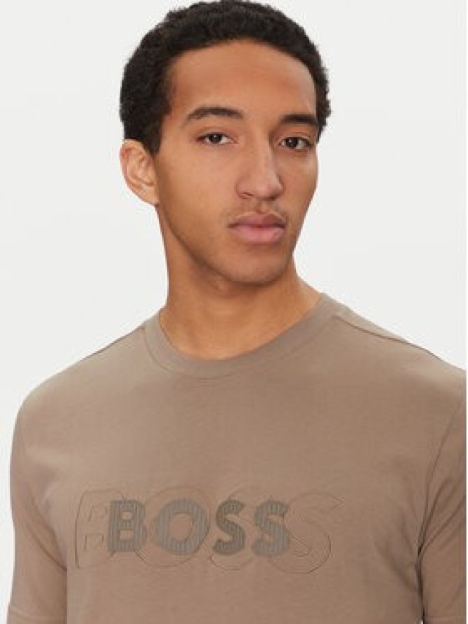 BOSS T-Shirt 50531271 Beżowy Regular Fit