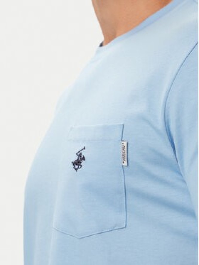 Beverly Hills Polo Club T-Shirt P-SS26M-TS414000 Niebieski jasny Regular Fit