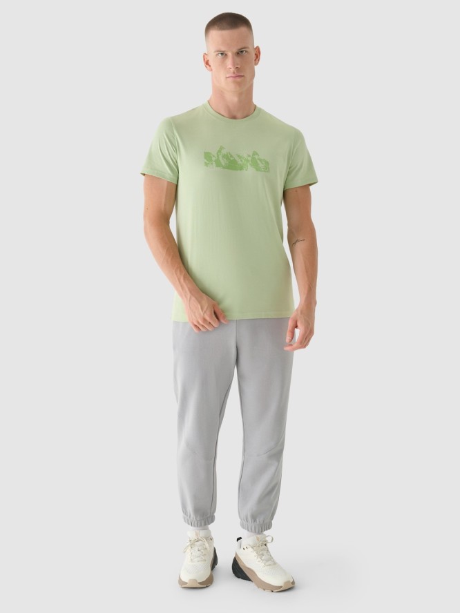 4F T-shirt regular z nadrukiem męski - oliwkowy M
