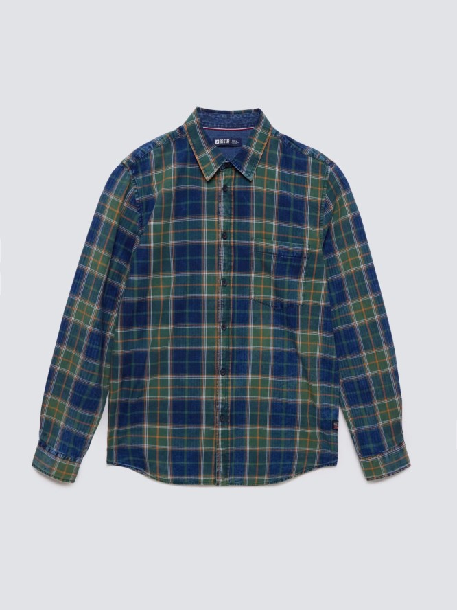 Koszula męska bawełniana w kratę zielono-granatowa Merowi 304