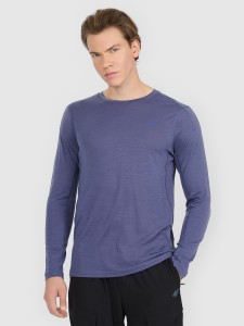 4F Longsleeve trekkingowy szybkoschnący z wełną merino męski - granatowy XL