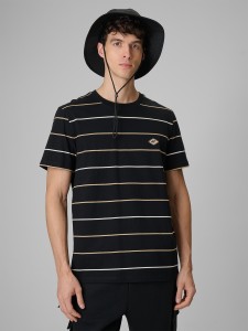 4F T-shirt regular z nadrukiem męski - czarny XXL