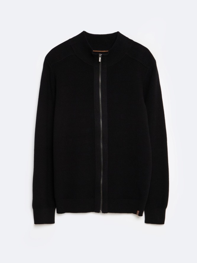 Sweter męski rozpinany ze stójką czarny Tonys 906