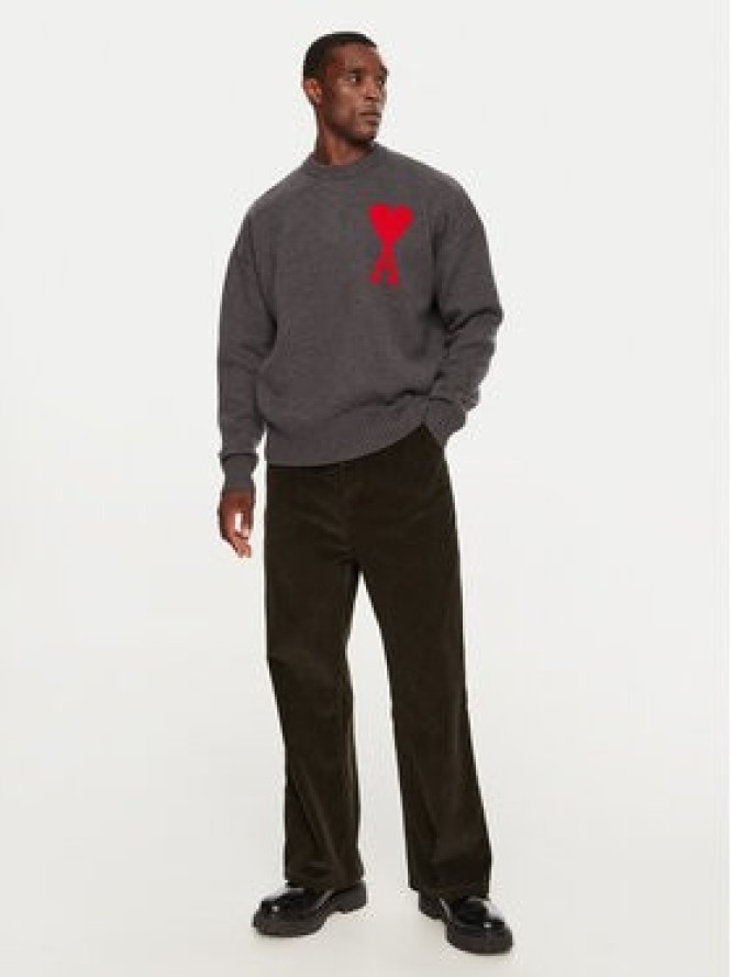 AMI Paris Spodnie materiałowe HTR102 CO0089 Brązowy Regular Fit