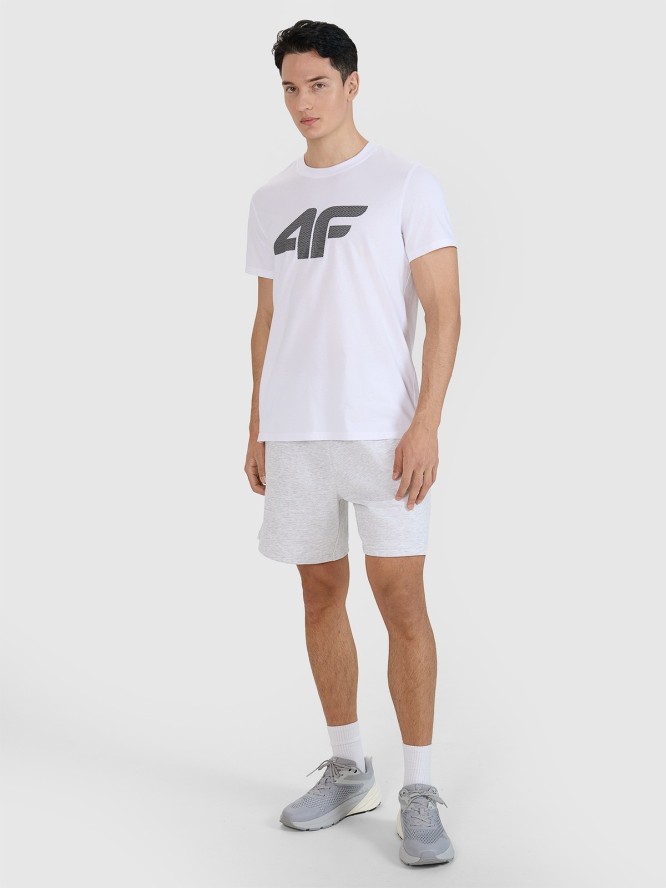4F T-shirt regular z nadrukiem męski - biały XXL