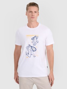 4F T-shirt regular z nadrukiem męski - biały L