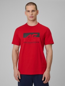 4F T-shirt regular z nadrukiem męski - czerwony 3XL